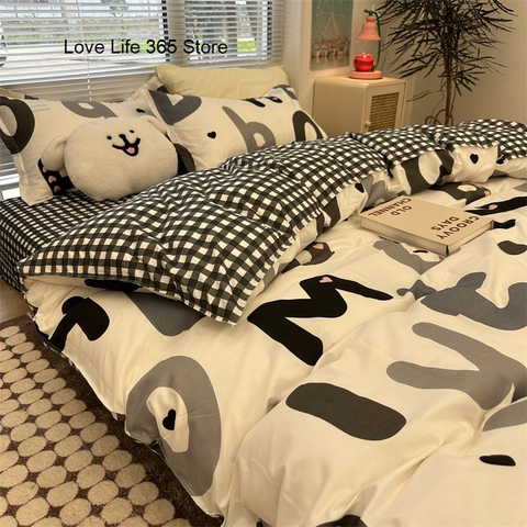 Sonicelife Pastoral Floral Rose Bedding Sets Flat Bed Sheet Duvet Cover Single Double Full Queen King Bedclothes Ins Pure Bedroom Linen