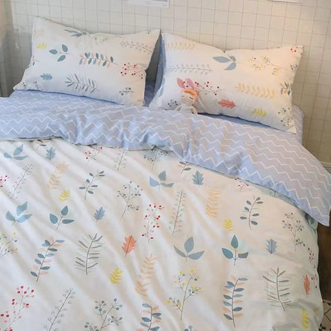 Sonicelife Nordic Princess Pink Bedding Set Girls Boys Single Double Size Flat Sheet Duvet Cover Pillowcase Bed Linens Home Textile
