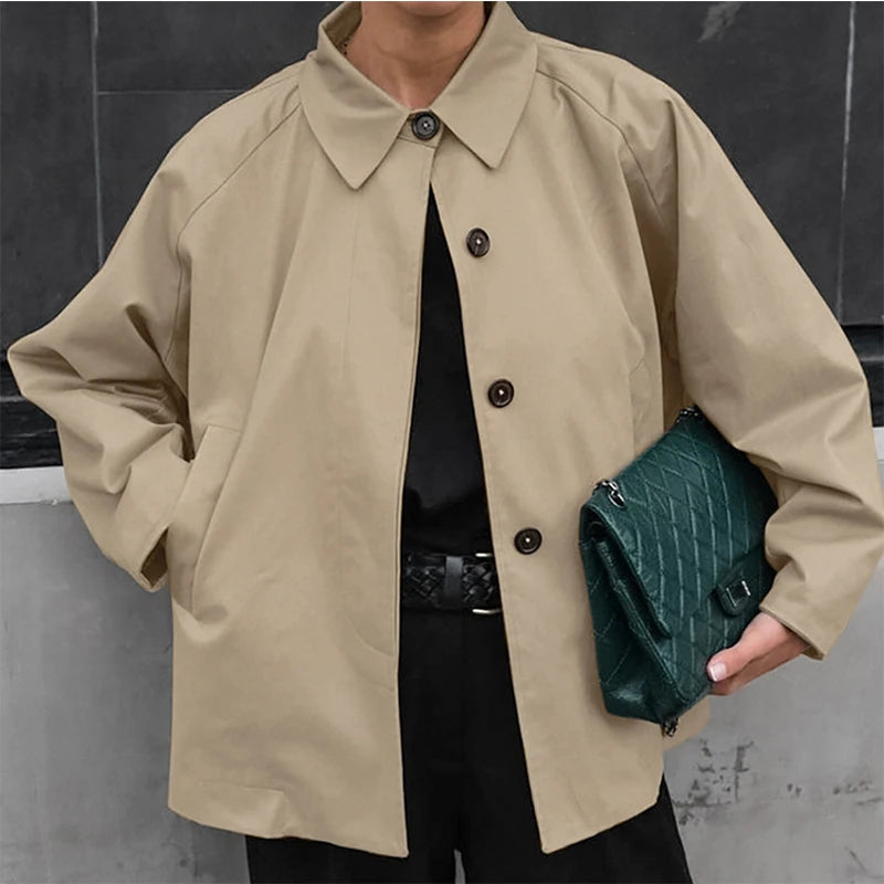 Sonicelife Casual Solid Single Breasted Coats Women Loose Lapel Long Sleeve Pockets Female Jackes 2024 Autumn Lady  Match All Outwears New