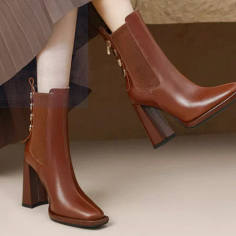Sonicelife Women Ankle Chelsea Boots Fashion Designer Walking Shoes 2025  Winter Square Toe Pumps Dress Brand Zapatillas Female