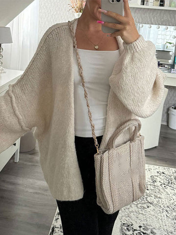 Black Friday Sonicelife Casual Knitted Solid Open Cardigan Women Loose Warm Long Sleeve Sweaters Female Autumn Elegant Fashion Simple Daily Outwear