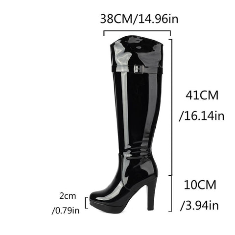 thanksgiving outfit Sonicelife Fashion Female Knee High Boots Round Toe Ultrahigh Heels 10cm Platform 2cm Size 41 42 43 Sexy Bota