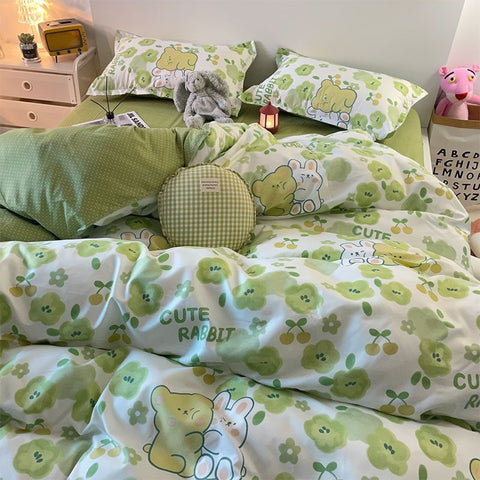 Sonicelife Ins Diamond Lattice Bedding Set Fashion Design Quilt Cover Solid Flat Sheet Queen Double Full Size With Pillowcases Home Textile