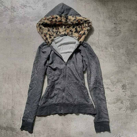 Sonicelife Plush lining solid color pattern Hoodie casual chic Y2K top rock fashion street retro grunge punk hip hop Harajuku couple Hoodie