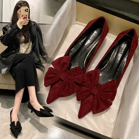 Sonicelife 2025  Spring Design Butterfly-knot Woman Pumps Pointed Toe Thin Heels Elegant Party Female Shoes Zapatos De Mujer