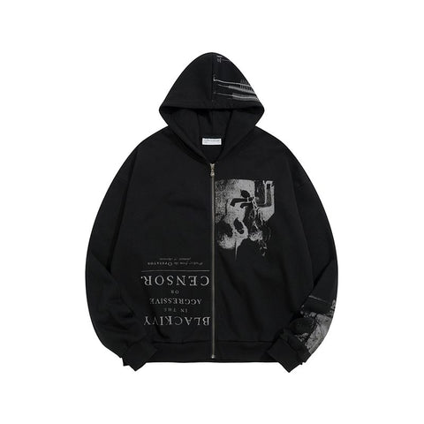 Sonicelife Cotton Punk Zip Up Hoodie Women Harajuku Fashion Hoodies Oversized Jackets Y2k Tops Clothes for Teens Casual Hooded Sweatshirts
