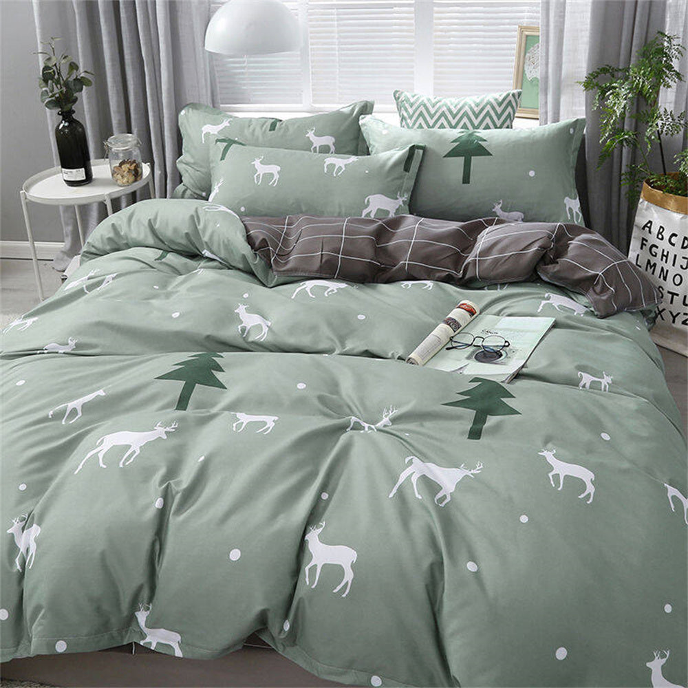 Sonicelife Fawn Bedding Set Twin Full Queen King Size Animal Bed Linen Girls Adults Bed Flat Sheet Pillowcase Comforter Duvet Cover