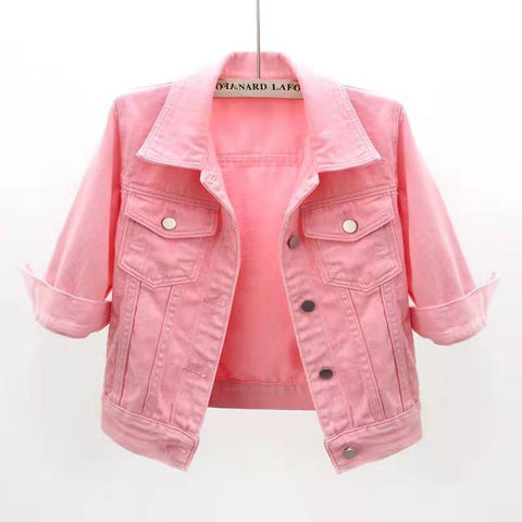 Sonicelife 2025 New Summer Women Denim Jacket Candy Color Casual Short Denim Coat Famale Jeans Jackets Outerwear Casaco Jaqueta Feminina