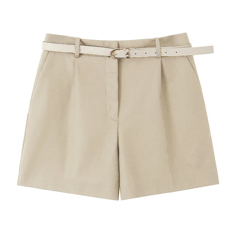 Sonicelife Women's Side Pockets Shorts with Pleated Waistband Design for Slimming, High Waisted, Casual and Versatile Look, New