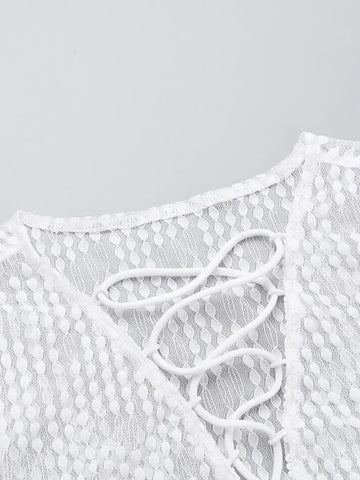 Sonicelife See Through Tied Long Sleeve Top