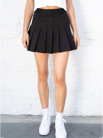 Sonicelife Vintage Classic Black Pleated Skirt Women Summer Solid High Waist Zipper Mini Skirts Female Simple Casual Y2k Short Faldas 2025