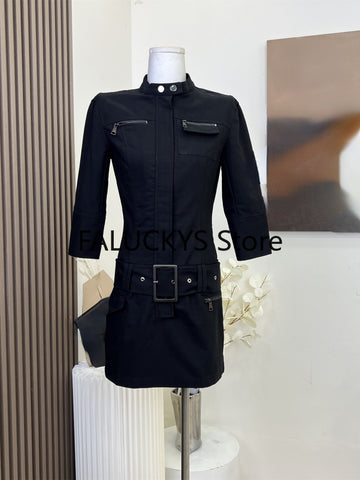 Sonicelife 2025 Autumn Elegant Vintage Dress Office Lady Causal Outwear Mini Dress Women Evening Party Slim Dress Korean Fashion Chic