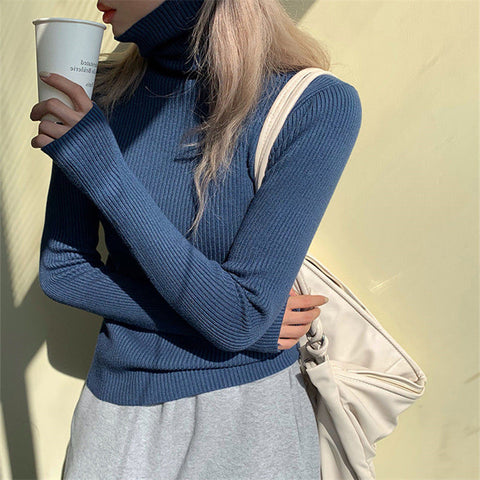 Sonicelife Women Black Casual Sweater Turtleneck Fall Thermal Pullover Sweater Hollow Out Long Sleeve Warm Winter Knit Jumpers New