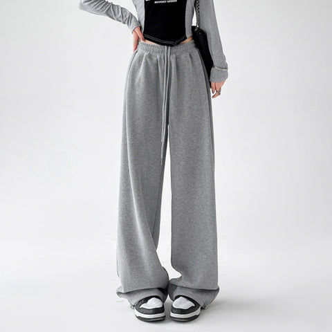 Sonicelife Korean Sports Pants Women Autumn New Loose Casual Straight Pants Harajuku Fashion Vintage Streetwear Wide Leg Trousers Female