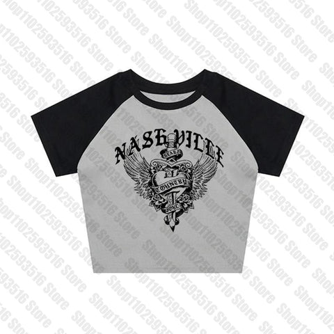 Sonicelife Trashy Y2k 2000s Graphic T Shirts Kawaii Woman Clothing Goth Crop Top T-shirt Clothes Tops Tees Women's