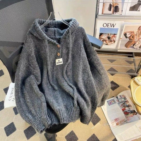 christmas outfit Sonicelife Autumn and winter hooded sweater women's Korean style loose 2025 lazy style new thickened drawstring sweater women clothing