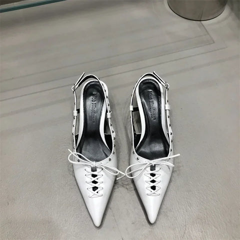 Sonicelife 2024 Summer New Band Women Sandal Fashion Pointed Toe Cross Strpa Gladiator Shoes Thin High Heel Dress Pumps Shoes