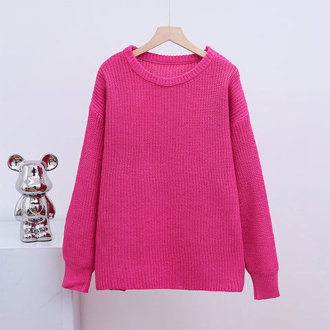 Black Friday Sonicelife Casual Knitted O-neck Sweaters Women Korean Loose Solid Simple Pullover Sweater Female Autumn Chic Street Warm Soft Outwear