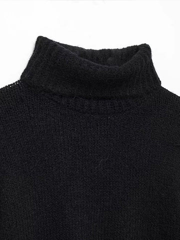 Black Friday Sonicelife Casual Knitted Solid Turtleneck Sweater Women Winter Loose Short Pullover Sweaters Female Autumn Warm Chic Simple Knitwear