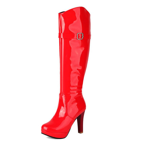 thanksgiving outfit Sonicelife Fashion Female Knee High Boots Round Toe Ultrahigh Heels 10cm Platform 2cm Size 41 42 43 Sexy Bota