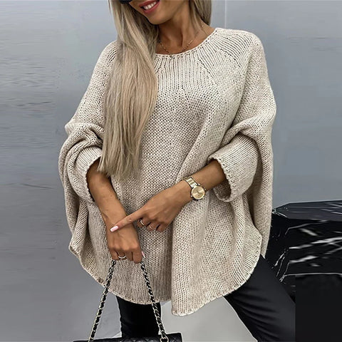 christmas outfit Sonicelife Knitted Women Solid Sweater Elegant Loose Batwing Sleeve Long Y2k Sweater 2025 Women Spring Warm Soft Pullover Fashon Streetwear