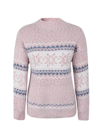 Back To School Sonicelife Snowflake Jacquard Mock Neck Sweater