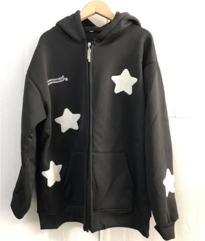 Sonicelife Streetwear Embroidery Star Hoodie Women Clothing Thicked Zipper Hooded Jackets Y2k Tops Casual Fashion Vintage Sweatshirts Coat