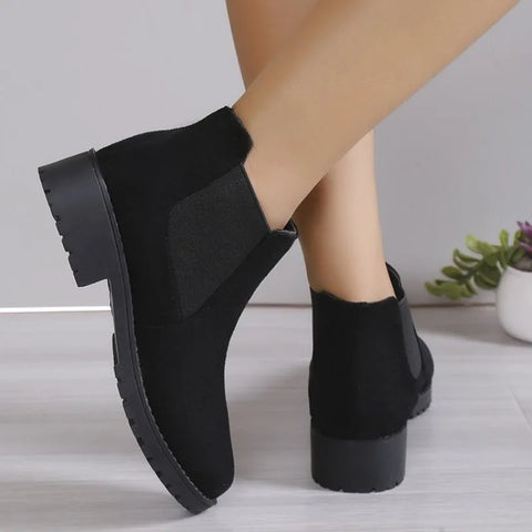 Sonicelife 2025  Fall Winter Women Pumps Boots High Quality European Ladies Shoes PU  Heels Ankle  Fast Delivery Platform