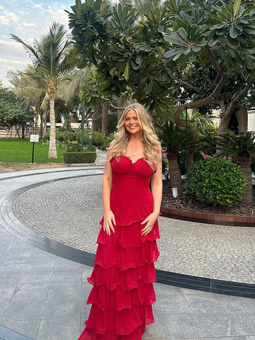 Sonicelife Fashion V Neck Layered Curling Edge Spaghetti Strap Robes Sexy Solid Slim Fit Sleeveless Long Dress New Lady Cocktail Party Gown