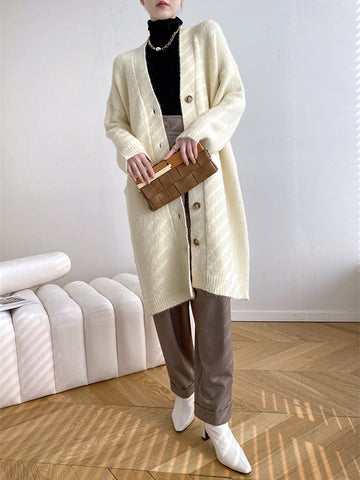 christmas outfit Sonicelife Urban Loose Solid Color Thick Thread Knitting Cardigan Coats