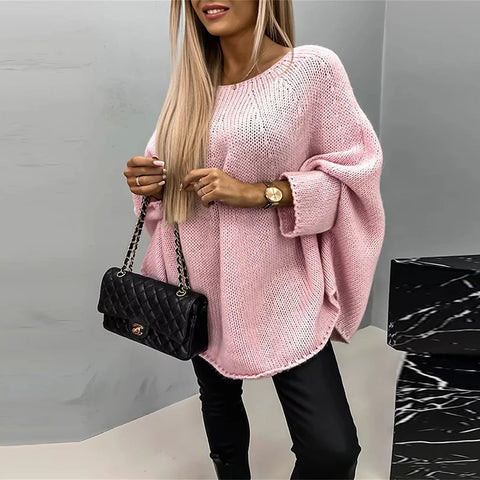 christmas outfit Sonicelife Knitted Women Solid Sweater Elegant Loose Batwing Sleeve Long Y2k Sweater 2025 Women Spring Warm Soft Pullover Fashon Streetwear