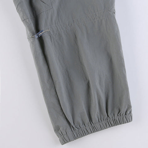 Sonicelife Low-rise Straight-leg Multi-pocket Overalls Pants