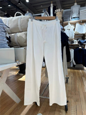 Sonicelife White Cotton Drawstring Straight Sweatpants Women New Streetwear High Waist Loose Trouser Casual Vintage Sport Long Pant Y2K
