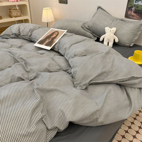 Sonicelife Ins Style Bedding Set Fashion Cream Pastoral Full Queen Size Duvet Cover No Filling Flat Sheet Pillowcase Kit Kawaii