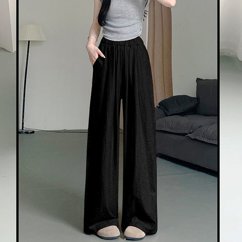 Sonicelife Women High Waist Wide Leg Pants Y2K Streetwear Casual Loose Sweatpants Korean Fashion All Match Solid Straight Trousers