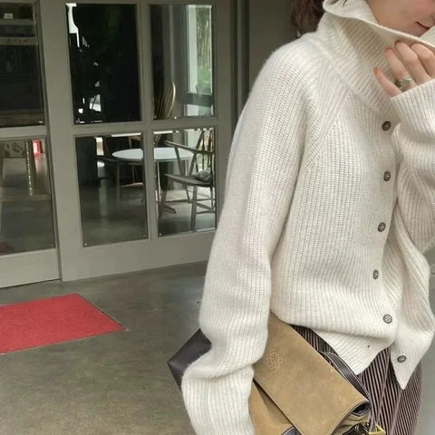 christmas outfit Sonicelife 2025 Turtleneck  Ladies Sweater Autumn and Winter Loose Thickened  Base Sweater Knitted Coat Tide