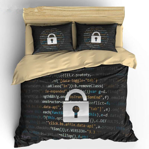 Sonicelife Programmer Duvet Cover King Queen Size Green Binary Print Programming Code Data Bedding Set Computer Program Number Quilt Cover