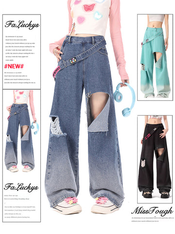 Sonicelife 2025 Summer New AmericanRetro Straight Slim Denim Pants Women Causal Y2k 2000s Harajuku Stretwaer High Waist Loose Long Jeans