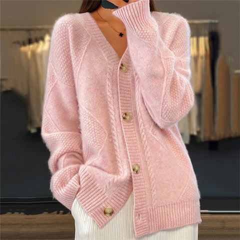 Black Friday Sonicelife Casual Knitted Solid V-neck Cardigan Women Loose Solid Single-Breasted Pullover Sweaters Female Autumn Chic Street Daily Outwear