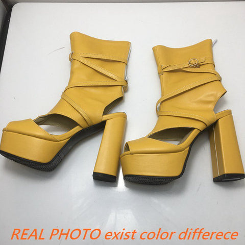 thanksgiving outfit Sonicelife Design Shoes Lady Summer Boots Peep Toe Cross Strap Ultrahigh Heel 12.5cm Platform 4.5cm Fashion 49 50 Big Size