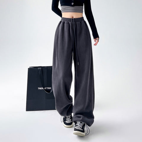 Sonicelife Korean Sports Pants Women Autumn New Loose Casual Straight Pants Harajuku Fashion Vintage Streetwear Wide Leg Trousers Female