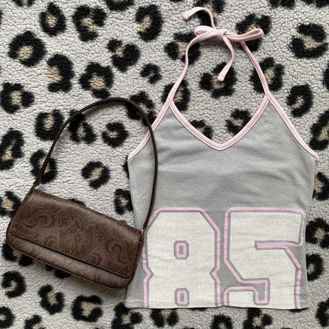 Sonicelife Y2k Summer Aesthetic Corset Crop Top Women Clothing Pink Sexy Pink Letter Sweet Girl Sling Kawaii Bandage Camis Tank Tops Emo