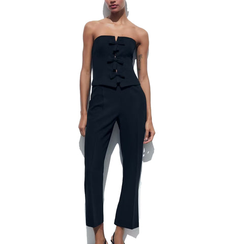 Sonicelife Women's Sleeveless Crepe Dress, Bra Jumpsuit, Open Design, Backless Front Slit, Fashionable and Sexy, Versatile, New