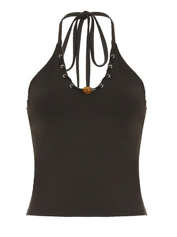 Sonicelife Solid Color U-Neck Halter Tank Top