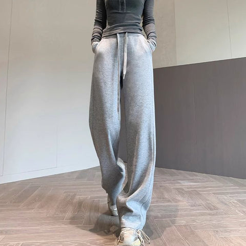 Sonicelife Corduroy Wide Leg Pants Women Korean Casual High Waist Straight Pants Autumn Loose Streetwear Solid Trousers Female New
