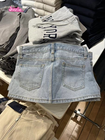 Sonicelife Casual Women Blue Denim Mini Skirts Summer Vintage High Waist Pockets A-line Skirts Female Y2k Streetwear Slim Bottoms 2025