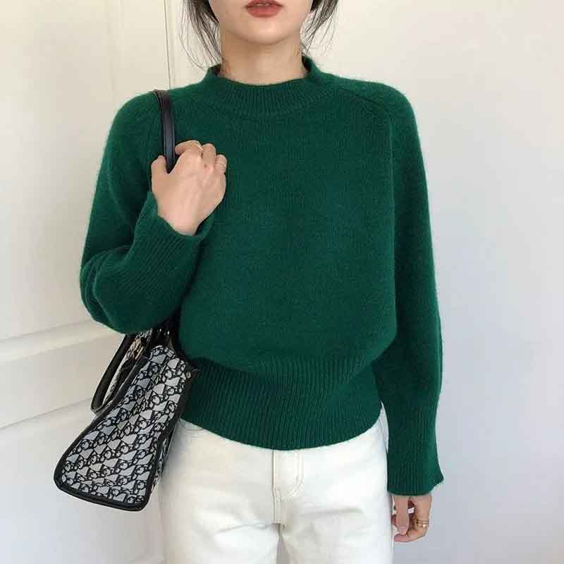 Black Friday Sonicelife Autumn Cashmere Knitted Sweaters Women Winter Warm Casual Mock Neck Solid Jumpers Harajuku Loose Simple Pullovers Sweater New