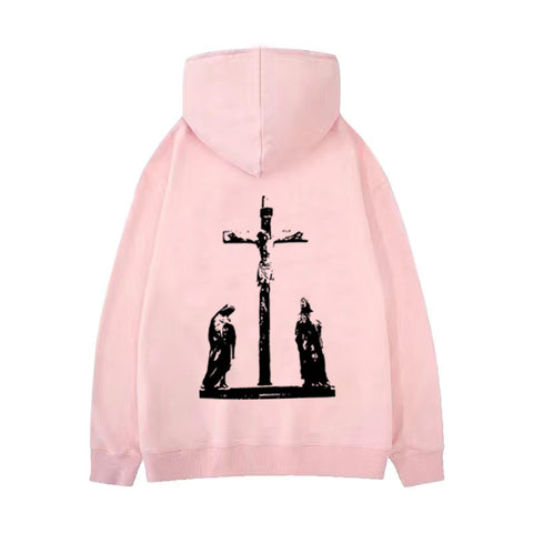 Sonicelife Double sided cross pattern hoodie emo girls gothic Y2K tops rock aesthetic streetwear harajuku casual grunge punk women's hoodie