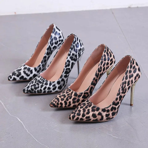 Sonicelife Autumn Sexy Leopard Print Women's Shoes High Heels Elegant Office High Heels Women's Animal Print Pointed Toe Luxury Shoes