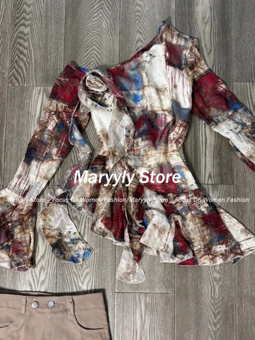 Sonicelife Autumn Vintage Aesthetic Outfits 2 Piece Set Women American Retro Design Y2k Print Tops + Hot Girls High Waist Shorts 2025 New